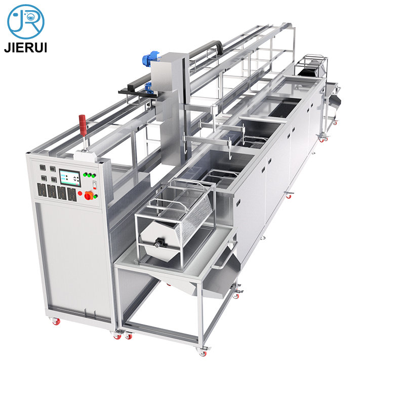 Automated PLC Multi-tank Cleaning Line Washing large heavy industrial cleaner equipment Ultrasonic Cleaning System Machine with conveyor feed