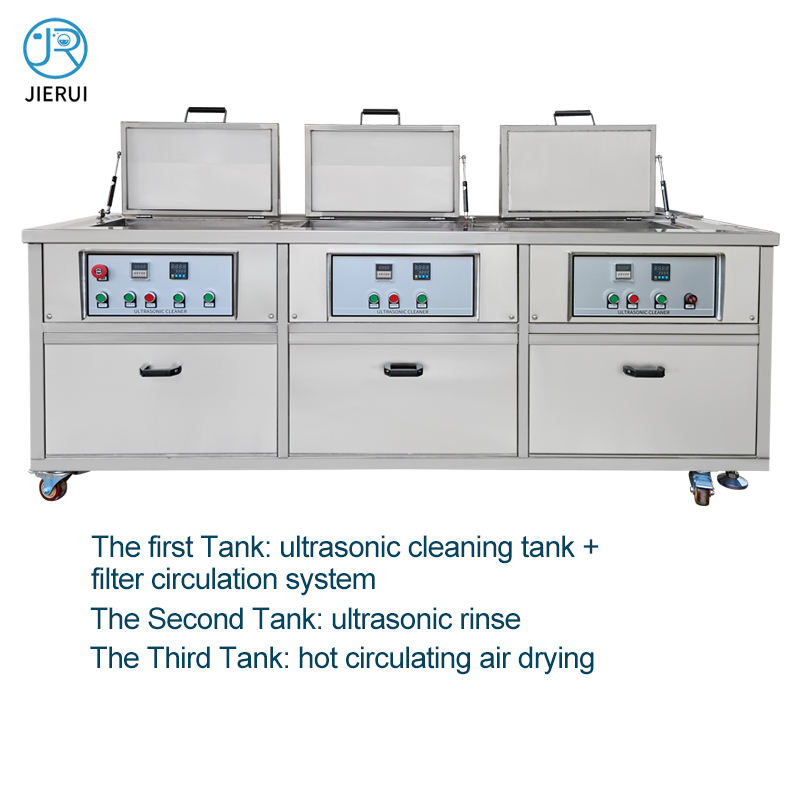 Three Tank Industrial Cleaning and Filter+Hot Circulating Air Drying+Risen Ultrasonic Cleaner Machine For Car Repair and Rebuild